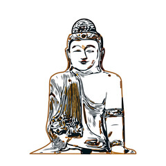 sketch of a buddha statue with a transparent background