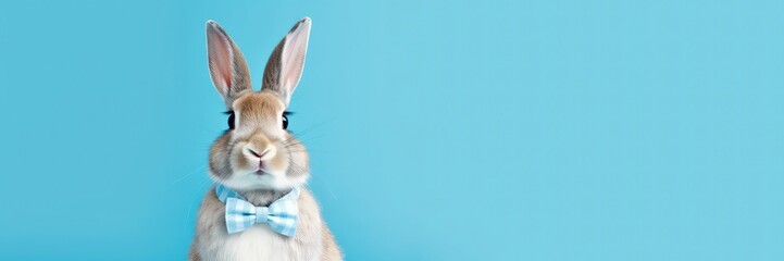 Obraz na płótnie Canvas rabbit wearing ribbon with generative ai
