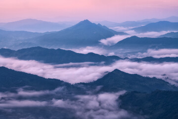 Beautiful landscape sunrise phu chee dao or phu chi dao mountain in Chiang rai , Northern of...