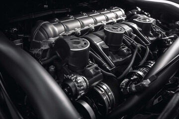 Obraz na płótnie Canvas The powerful engine of the modern car,