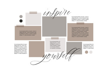 Vector photo collage template moodboard pictures grids vector illustration