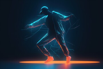 Male hip hop dancer futuristic illustration - generative ai