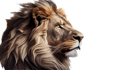lion head on a transparent background (PNG). Generative AI
