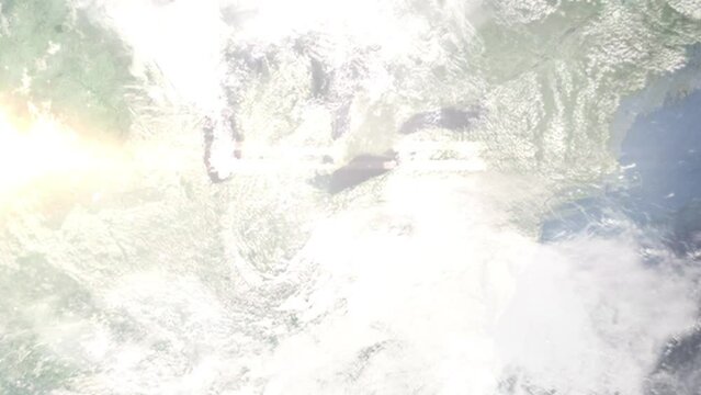 Zoom in from space and focus on North Royalton, Ohio, USA. 3D Animation. Background for travel intro. Elements of this image furnished by NASA