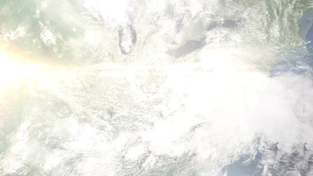 Zoom in from space and focus on Mason, Ohio, USA. 3D Animation. Background for travel intro. Elements of this image furnished by NASA