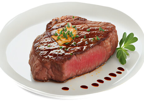 beef steak on a transparent background (PNG). Generative AI