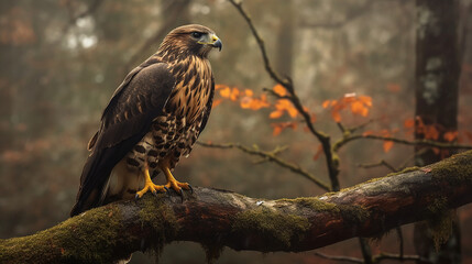 a hawk perched on a tree, Generative Ai