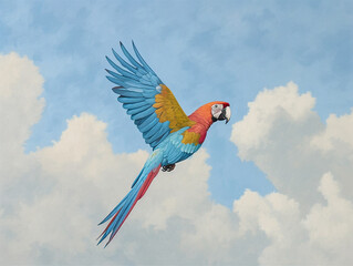 A Minimalist Oil Painting of a Macaw in Nature | Generative AI
