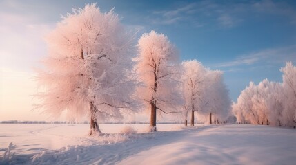 White Frozen Trees. Generative AI