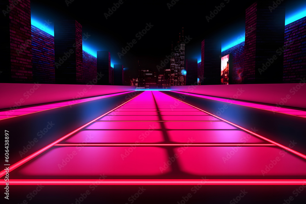 Sticker abstract neon light arrows background. neural network ai generated