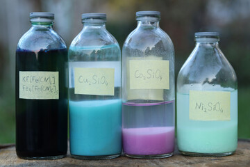 Insoluble persistent inorganic compounds: dark blue iron pigment, colored silicates of copper,...
