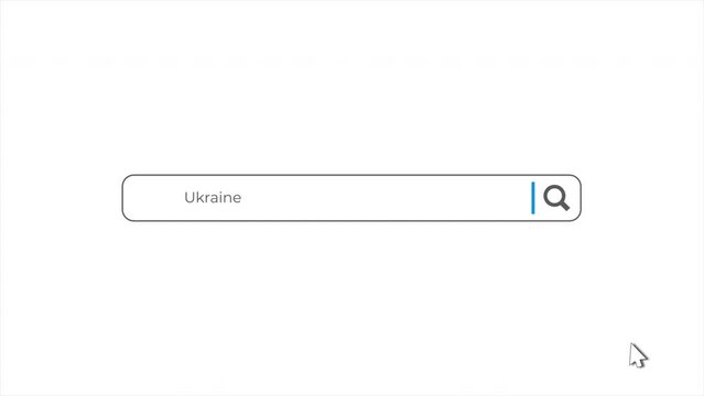 Ukraine in search animation. Internet browser searching