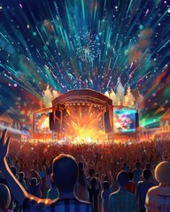 The summer music festival produced a lively open air concert. (Generative AI)
