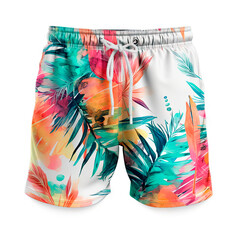 Summer shorts tropical pattern, isolated. AI generated.