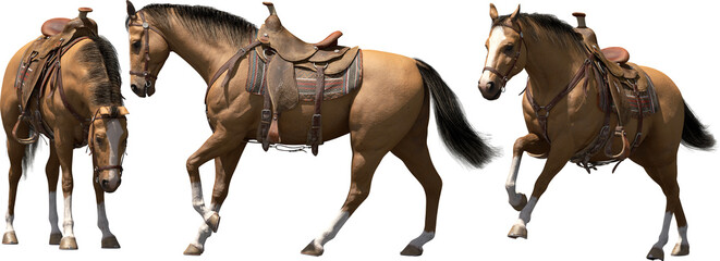 horse standing saddled © Mathias Weil
