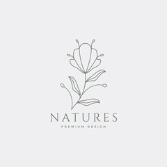 minimal flower botanical boutique feminine logo design vector illustration