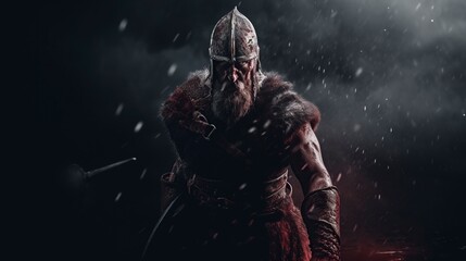 Fototapeta na wymiar Viking Warrior, Generative AI, Illustration