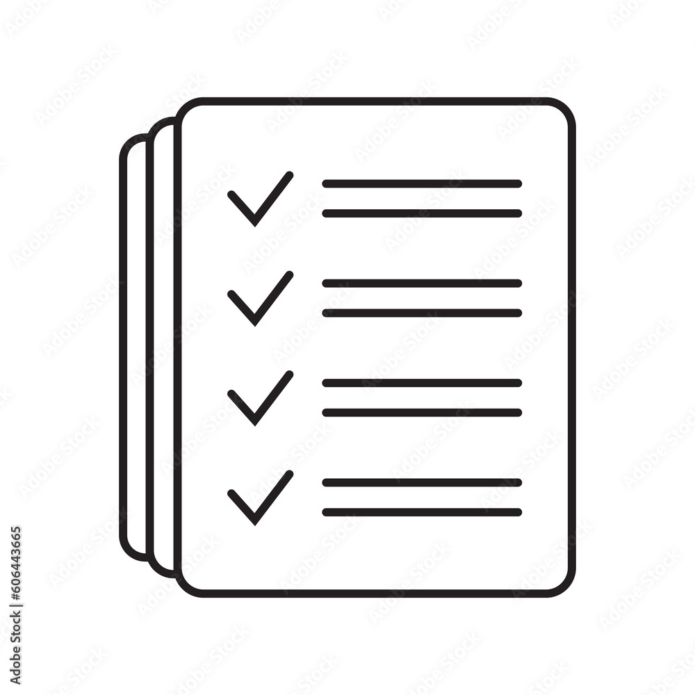 Poster checklist vector icon in line art style. document icon, questionnaire icon. text document vector ico