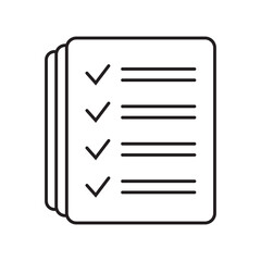 Checklist vector icon in line art style. Document icon, questionnaire icon. Text document vector icon, design element.