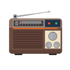 retro radio isolated on white background