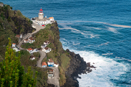 Farol do Arnel Lighthouse on Sao Miguel island Azores