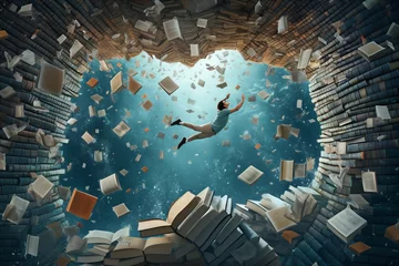 Fototapete Fantasielandschaft The magical world of books. Knowledge and exciting adventures. Generative AI 