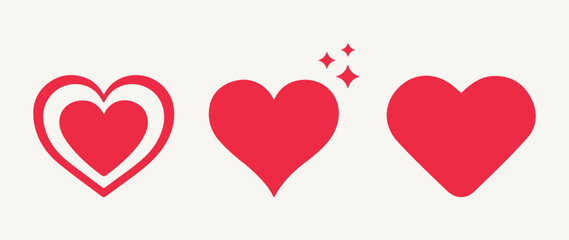 Vector illustration red hearts icon, symbol, design. Love, romance, passion, couple