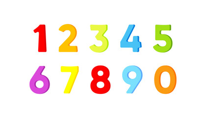 Set of colored numbers.Vector illustration. Isolated on white background