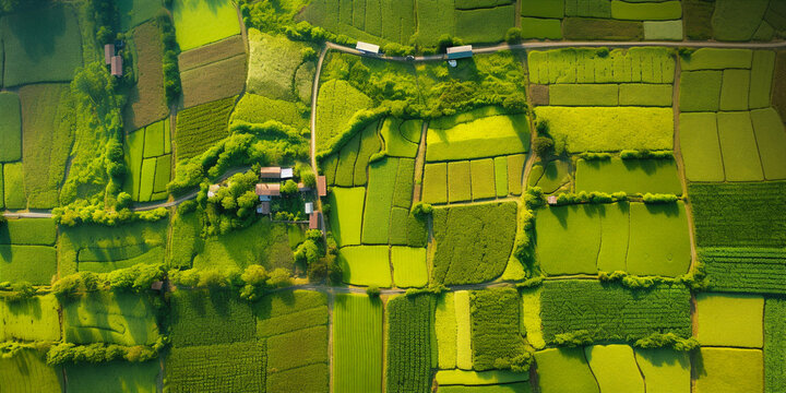background of stacked images of green fields from a drone