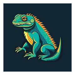 lizard mascot logo for reptile captivity.  flat color