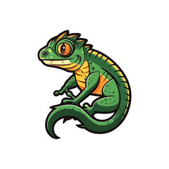 lizard mascot logo for reptile captivity.  flat color