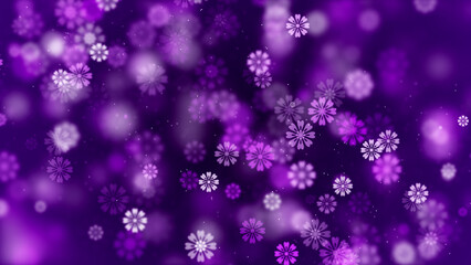 Abstract Lilac White Shiny Blurry Focus Artistic Flower With Eight Heart-shaped Petals Particles With Glitter Dust Background