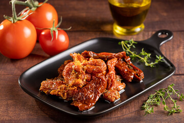 Sun dried tomatoes with herbs.