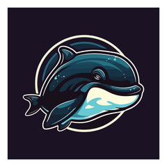 orca whale mascot logo. modern flat color