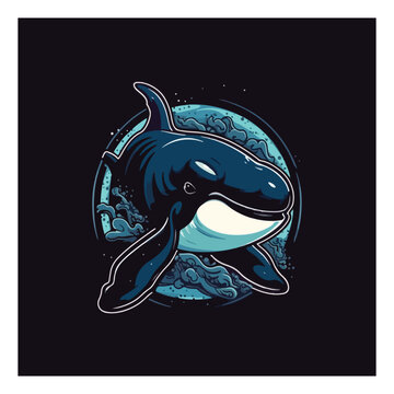 orca whale mascot logo. modern flat color