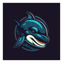 orca whale mascot logo. modern flat color