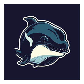 orca whale mascot logo. modern flat color