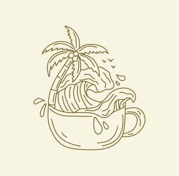 Beach and cup illustration