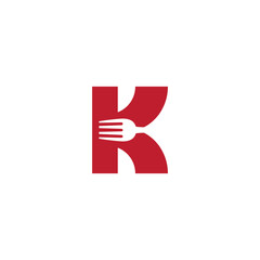 letter K and cutlery vector illustration for icon, symbol or logo. logo with the initials letter K. suitable for logos for restaurants, cafes or canteens