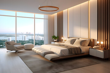 Contemporary Elegance: A Stylish Master Bedroom with a Neutral Touch