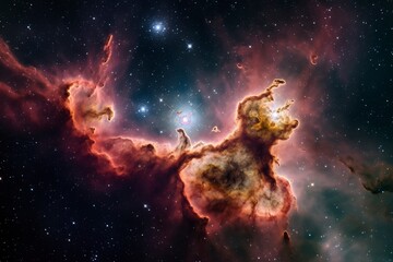 Obraz na płótnie Canvas Using multiple exposures to create a detailed and colorful image of the Carina Nebula, a star-forming region located in the southern constellation Carina, generate ai
