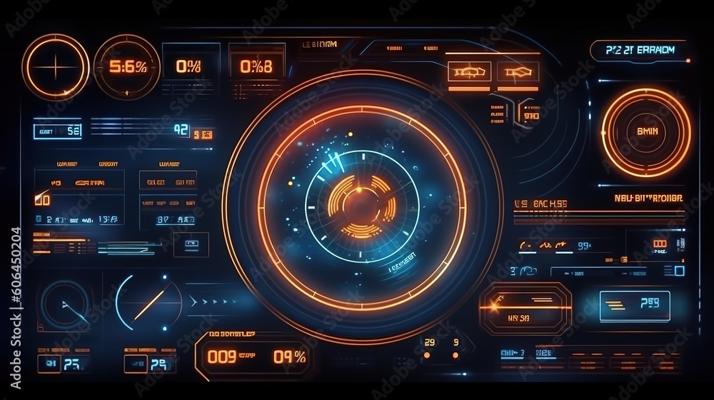 Aufkleber Futuristic interface hud design.Hud,GUI for game background design. Technology background. Digital data. Generative AI