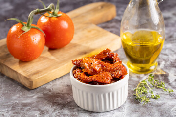 Sun dried tomatoes with herbs.