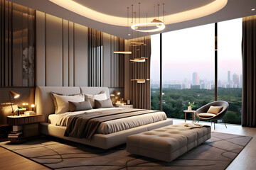Contemporary Elegance: A Stylish Master Bedroom with a Neutral Touch