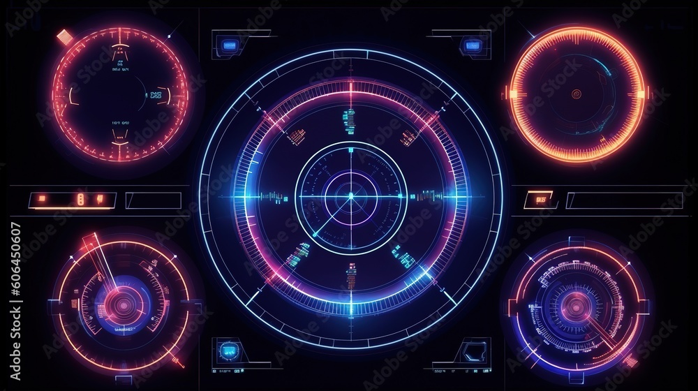 Poster Virtual reality.Hud,GUI for game background design. Technology background. Digital data. Generative AI