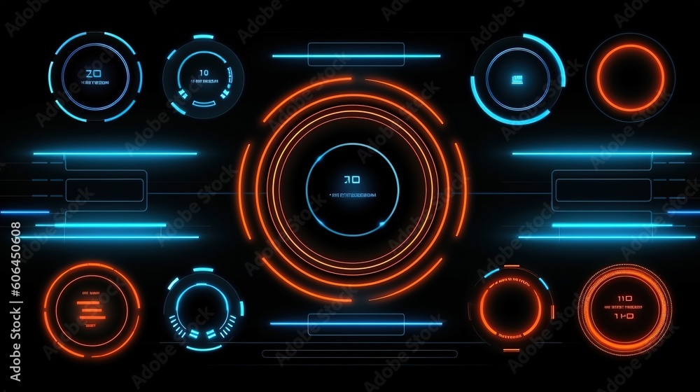 Fototapete Virtual reality.Hud,GUI for game background design. Technology background. Digital data. Generative AI