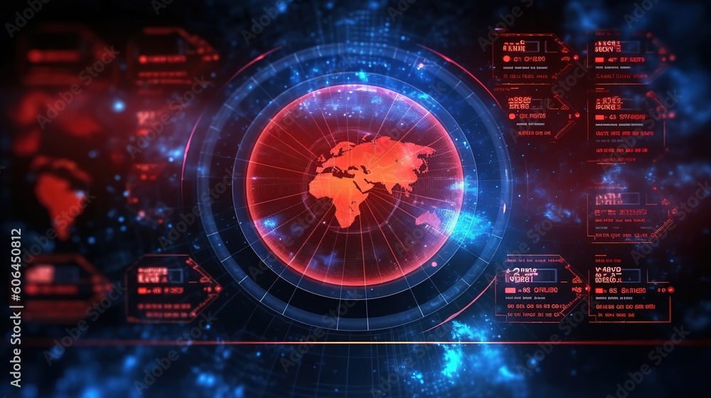 Fototapete Virtual reality.Hud,GUI for game background design. Technology background. Digital data. Generative AI