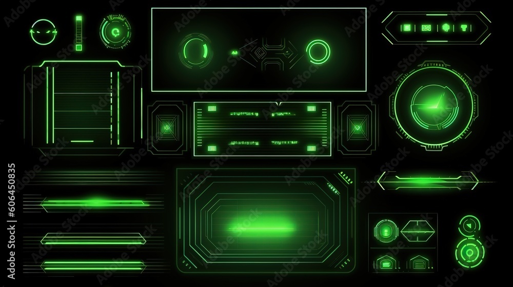Fototapete Virtual reality.Hud,GUI for game background design. Technology background. Digital data. Generative AI