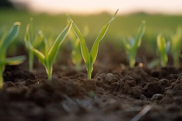 Corn growing in the soil