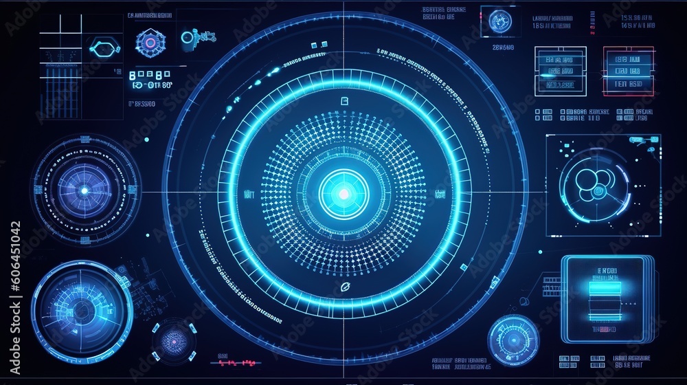 Fototapete virtual reality.hud,gui for game background design. technology background. digital data. generative 